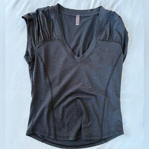 FP Movement by Free People Charcoal V-Neck Short Sleeve Athletic Tee